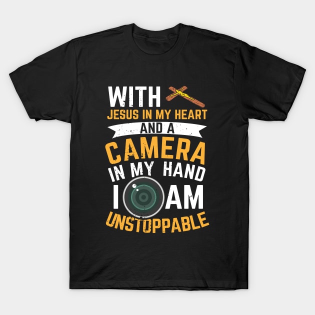 Camera Photographer Jesus Photography Gift T-Shirt by Dolde08